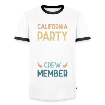 Équipe de fête californienne - T-shirt contrasté Homme - blanc/noir - Devant - AI Model Female 172 light (172cm) & AI Model Male 178 dark (178cm)