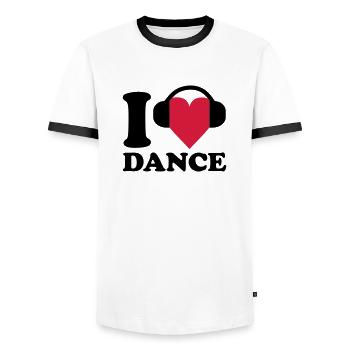 I love Music - Dance - Männer Kontrast-T-Shirt - Weiß/Schwarz - Vorne - AI Model Female 172 light (172cm) & AI Model Male 178 dark (178cm)