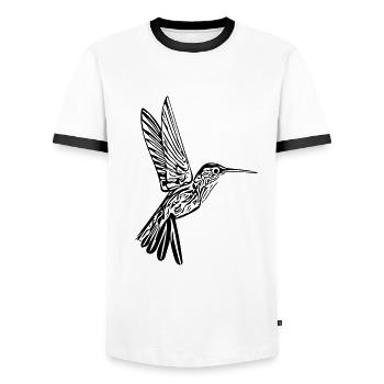 humming-bird - Men's Ringer Shirt - white/black - Front - AI Model Female 172 light (172cm) & AI Model Male 178 dark (178cm)