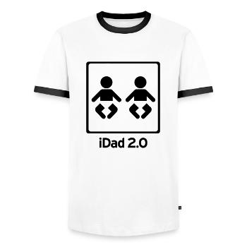 Idad 2.0 (customizable color) - Men's Ringer Shirt - white/black - Front - AI Model Female 172 light (172cm) & AI Model Male 178 dark (178cm)