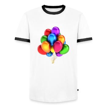 A bouquet of balloons - Men's Ringer Shirt - white/black - Front - AI Model Female 172 light (172cm) & AI Model Male 178 dark (178cm)