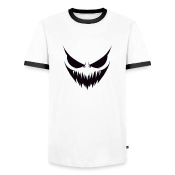 halloween, visage terrifiant pour la fête, peur - T-shirt contrasté Homme - blanc/noir - Devant - AI Model Female 172 light (172cm) & AI Model Male 178 dark (178cm)