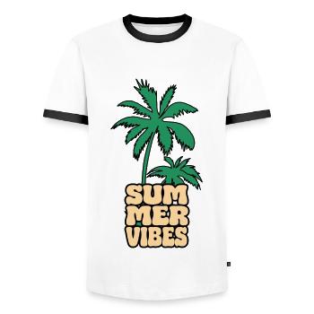 Summer Vibes Palme - Männer Kontrast-T-Shirt - Weiß/Schwarz - Vorne - AI Model Female 172 light (172cm) & AI Model Male 178 dark (178cm)