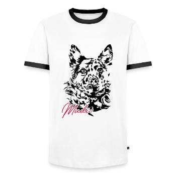 Hungarian MUDI shepherd dog Wilsigns dogs dog - Men's Ringer Shirt - white/black - Front - AI Model Female 172 light (172cm) & AI Model Male 178 dark (178cm)
