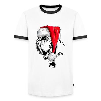 Santa GIANT SCHNAUZER Chiens de Noël Wilsigns - T-shirt contrasté Homme - blanc/noir - Devant - AI Model Female 172 light (172cm) & AI Model Male 178 dark (178cm)