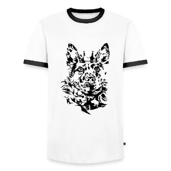 Chien de couronne hongrois MUDI Wilsigns - T-shirt contrasté Homme - blanc/noir - Devant - AI Model Female 172 light (172cm) & AI Model Male 178 dark (178cm)