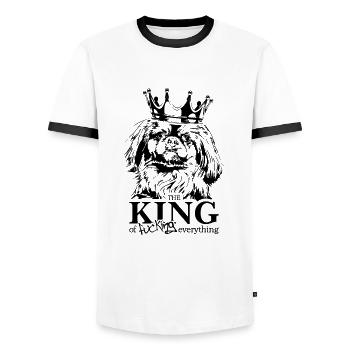Roi pékinois de tout Dire Chiens Wilsigns - T-shirt contrasté Homme - blanc/noir - Devant - AI Model Female 172 light (172cm) & AI Model Male 178 dark (178cm)