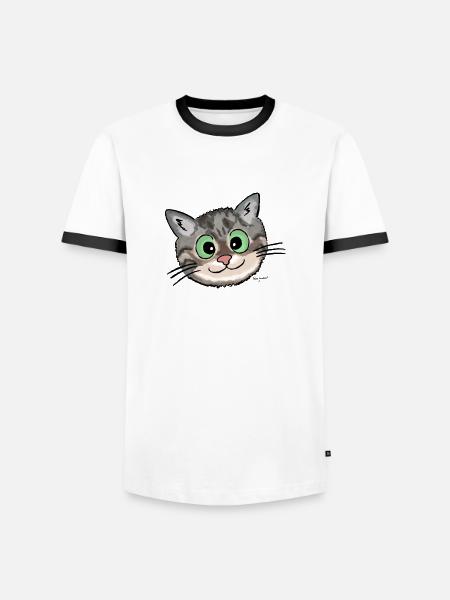 Kätzchen Lissy (smiling) - Männer Kontrast-T-Shirt - Weiß/Schwarz