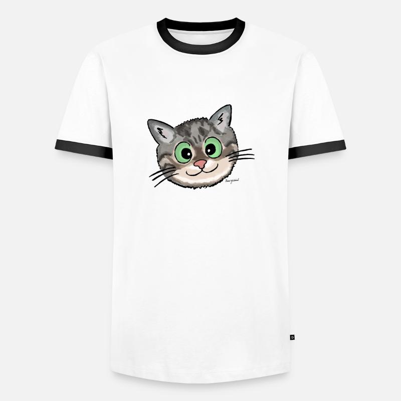 Kätzchen Lissy (smiling) - Männer Kontrast-T-Shirt - Weiß/Schwarz