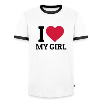 I love my Girl - Männer Kontrast-T-Shirt - Weiß/Schwarz - Vorne - AI Model Female 172 light (172cm) & AI Model Male 178 dark (178cm)