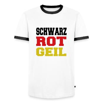 Schwarz Rot Geil Deutschland T-Shirt - Männer Kontrast-T-Shirt - Weiß/Schwarz - Vorne - AI Model Female 172 light (172cm) & AI Model Male 178 dark (178cm)