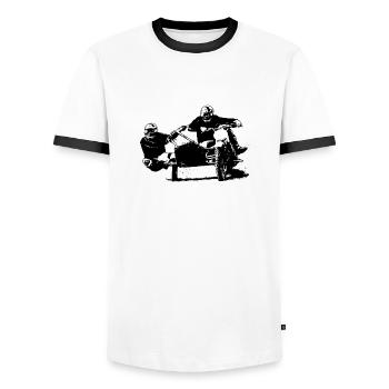 Sidecar Moto Cross - Männer Kontrast-T-Shirt - Weiß/Schwarz - Vorne - AI Model Female 172 light (172cm) & AI Model Male 178 dark (178cm)