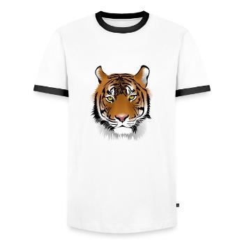 Big tiger - Männer Kontrast-T-Shirt - Weiß/Schwarz - Vorne - AI Model Female 172 light (172cm) & AI Model Male 178 dark (178cm)