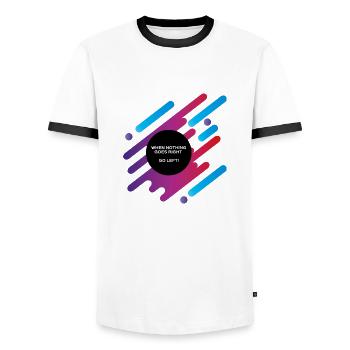 Quand rien ne va aller à droite à gauche - T-shirt contrasté Homme - blanc/noir - Devant - AI Model Female 172 light (172cm) & AI Model Male 178 dark (178cm)
