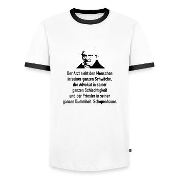 Schopenhauer: Der Arzt sieht den Menschen in sein - Männer Kontrast-T-Shirt - Weiß/Schwarz - Vorne - AI Model Female 172 light (172cm) & AI Model Male 178 dark (178cm)