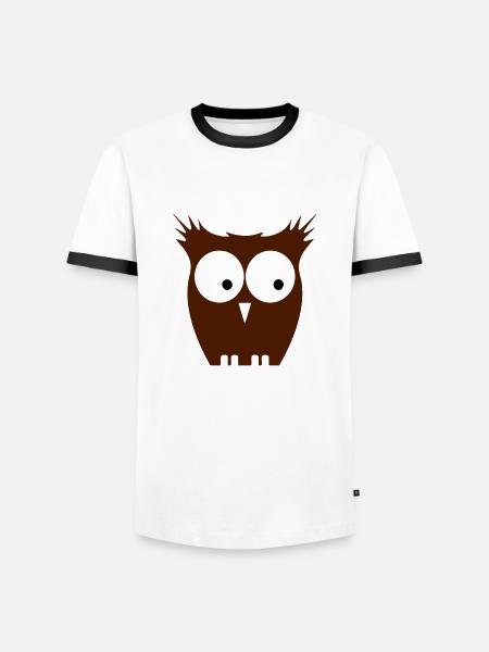 eule braun - Männer Kontrast-T-Shirt - Weiß/Schwarz