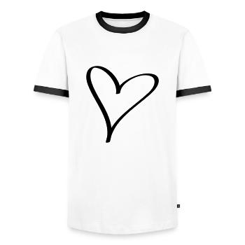 heart - Men's Ringer Shirt - white/black - Front - AI Model Female 172 light (172cm) & AI Model Male 178 dark (178cm)
