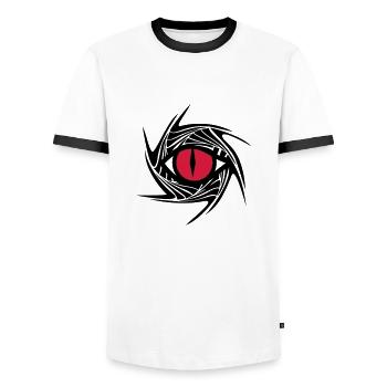 Drachenauge, Dragon Eye, Tattoo Style, Drache Auge - Männer Kontrast-T-Shirt - Weiß/Schwarz - Vorne - AI Model Female 172 light (172cm) & AI Model Male 178 dark (178cm)
