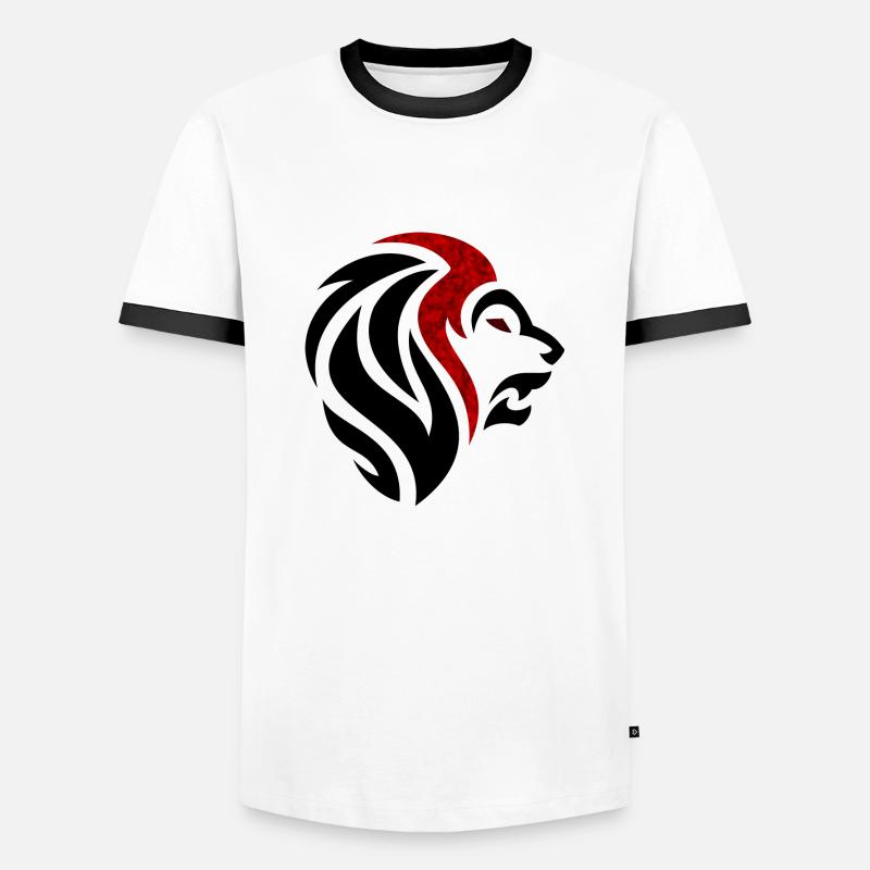 Schwarzer roter Löwe - Männer Kontrast-T-Shirt - Weiß/Schwarz