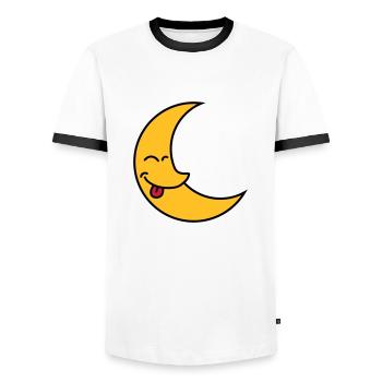 Funny Moon - T-shirt contrasté Homme - blanc/noir - Devant - AI Model Female 172 light (172cm) & AI Model Male 178 dark (178cm)
