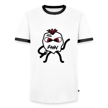 Rock monster - Men's Ringer Shirt - white/black - Front - AI Model Female 172 light (172cm) & AI Model Male 178 dark (178cm)