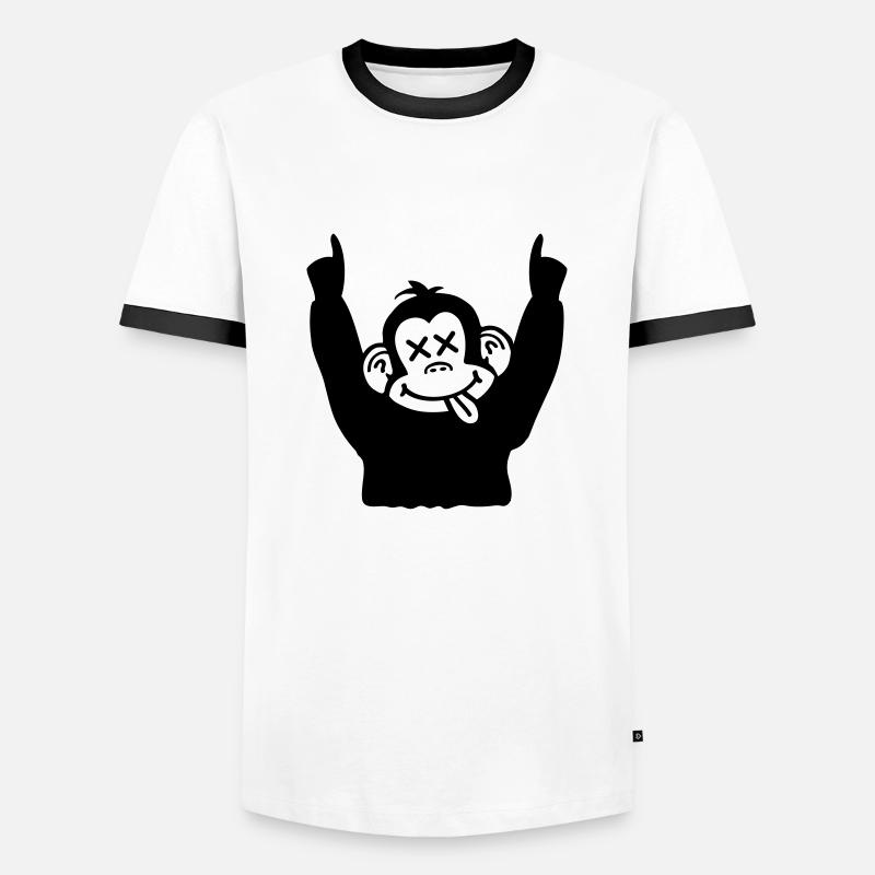 party_monkey_pi1 - Men's Ringer Shirt - white/black