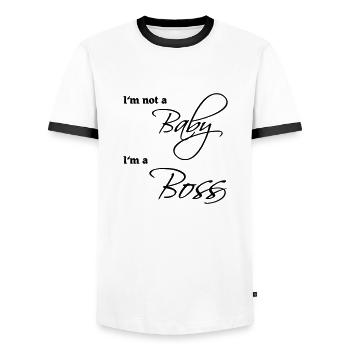 I'm not a baby-I'm a boss - T-shirt contrasté Homme - blanc/noir - Devant - AI Model Female 172 light (172cm) & AI Model Male 178 dark (178cm)