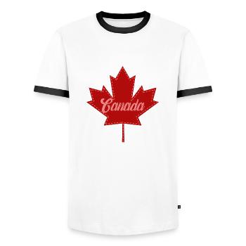 Canada - Men's Ringer Shirt - white/black - Front - AI Model Female 172 light (172cm) & AI Model Male 178 dark (178cm)