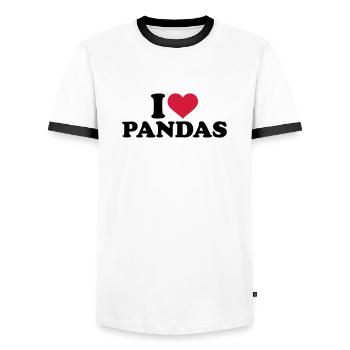 I love Pandas - Men's Ringer Shirt - white/black - Front - AI Model Female 172 light (172cm) & AI Model Male 178 dark (178cm)