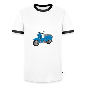 Zwei Hände zwei Eier 2 Takte Zweitakter - Männer Kontrast-T-Shirt - Weiß/Schwarz - Vorne - AI Model Female 172 light (172cm) & AI Model Male 178 dark (178cm)