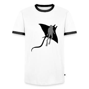 2 friends divers dive stingrays s - Men's Ringer Shirt - white/black - Front - AI Model Female 172 light (172cm) & AI Model Male 178 dark (178cm)