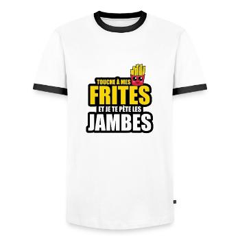 touche à mes frites et je te pète les jambes - T-shirt contrasté Homme - blanc/noir - Devant - AI Model Female 172 light (172cm) & AI Model Male 178 dark (178cm)