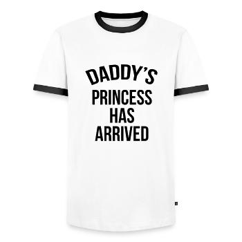 Daddy's princess has arrived - Men's Ringer Shirt - white/black - Front - AI Model Female 172 light (172cm) & AI Model Male 178 dark (178cm)