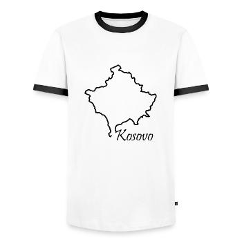 Kosovo - Männer Kontrast-T-Shirt - Weiß/Schwarz - Vorne - AI Model Female 172 light (172cm) & AI Model Male 178 dark (178cm)