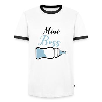 patron de biberon - T-shirt contrasté Homme - blanc/noir - Devant - AI Model Female 172 light (172cm) & AI Model Male 178 dark (178cm)