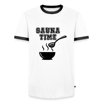 Sauna Zeit Spruch Wellness Spa Saunieren - Männer Kontrast-T-Shirt - Weiß/Schwarz - Vorne - AI Model Female 172 light (172cm) & AI Model Male 178 dark (178cm)