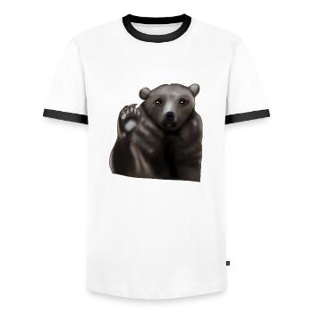 Brown bear - Men's Ringer Shirt - white/black - Front - AI Model Female 172 light (172cm) & AI Model Male 178 dark (178cm)