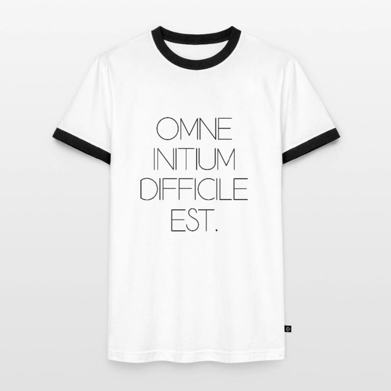 all beginning is difficult Latin quotation scripture Men's Ringer Shirt