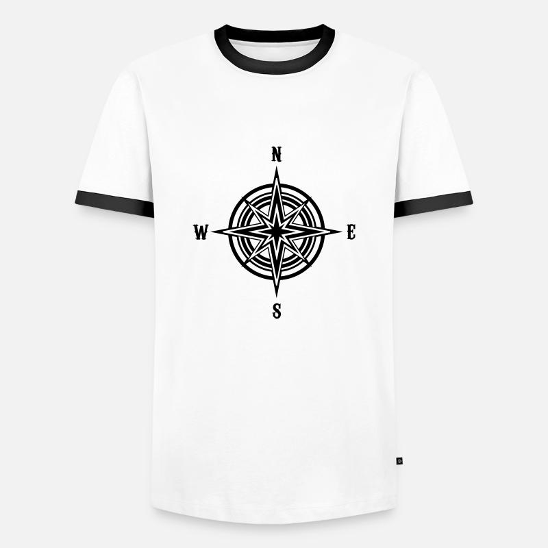 Kompass - Männer Kontrast-T-Shirt - Weiß/Schwarz