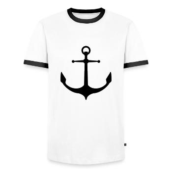 Silhouette Logo Anker - Männer Kontrast-T-Shirt - Weiß/Schwarz - Vorne - AI Model Female 172 light (172cm) & AI Model Male 178 dark (178cm)