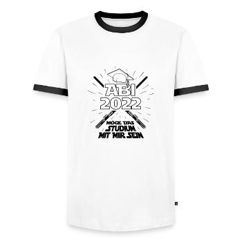 Abi 2022 - Schule Abitur Abschluss Studium Spruch - Männer Kontrast-T-Shirt - Weiß/Schwarz - Vorne - AI Model Female 172 light (172cm) & AI Model Male 178 dark (178cm)