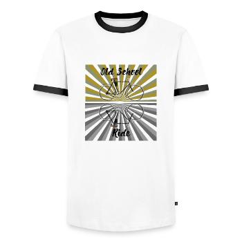 bike old school, retro bike, nerd, vintage - Men's Ringer Shirt - white/black - Front - AI Model Female 172 light (172cm) & AI Model Male 178 dark (178cm)