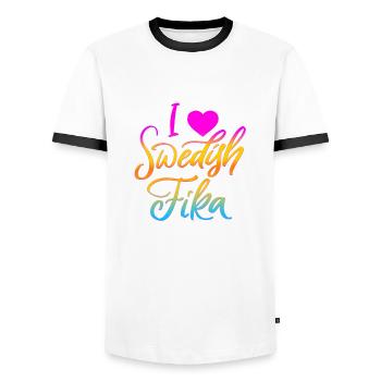 Suède Suède Viking Norden Scandinavie fika - T-shirt contrasté Homme - blanc/noir - Devant - AI Model Female 172 light (172cm) & AI Model Male 178 dark (178cm)