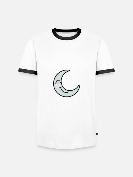 Bubu Sleeping Moon Gift Idea - Men's Ringer Shirt - white/black