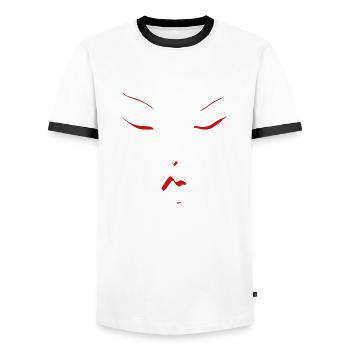 juste un visage féminin rouge - T-shirt contrasté Homme - blanc/noir - Devant - AI Model Female 172 light (172cm) & AI Model Male 178 dark (178cm)