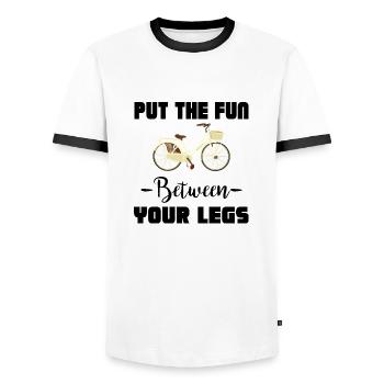 Marathon Triathlon Running Jogging Biking Cycling - Men's Ringer Shirt - white/black - Front - AI Model Female 172 light (172cm) & AI Model Male 178 dark (178cm)