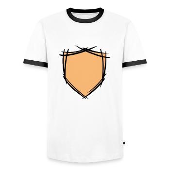 Schild / Wappen Symbol. Hand gezeichnet. Vorlage - Männer Kontrast-T-Shirt - Weiß/Schwarz - Vorne - AI Model Female 172 light (172cm) & AI Model Male 178 dark (178cm)