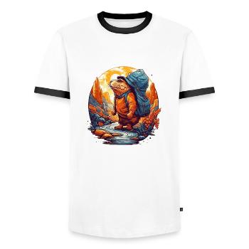 Le rat-taupe migre vers la cible - T-shirt contrasté Homme - blanc/noir - Devant - AI Model Female 172 light (172cm) & AI Model Male 178 dark (178cm)