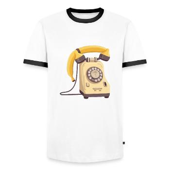 Téléphone Banana - T-shirt contrasté Homme - blanc/noir - Devant - AI Model Female 172 light (172cm) & AI Model Male 178 dark (178cm)