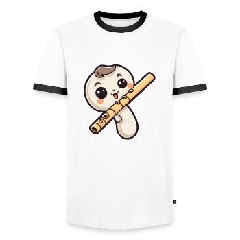 Flûte dans le style comique - T-shirt contrasté Homme - blanc/noir - Devant - AI Model Female 172 light (172cm) & AI Model Male 178 dark (178cm)